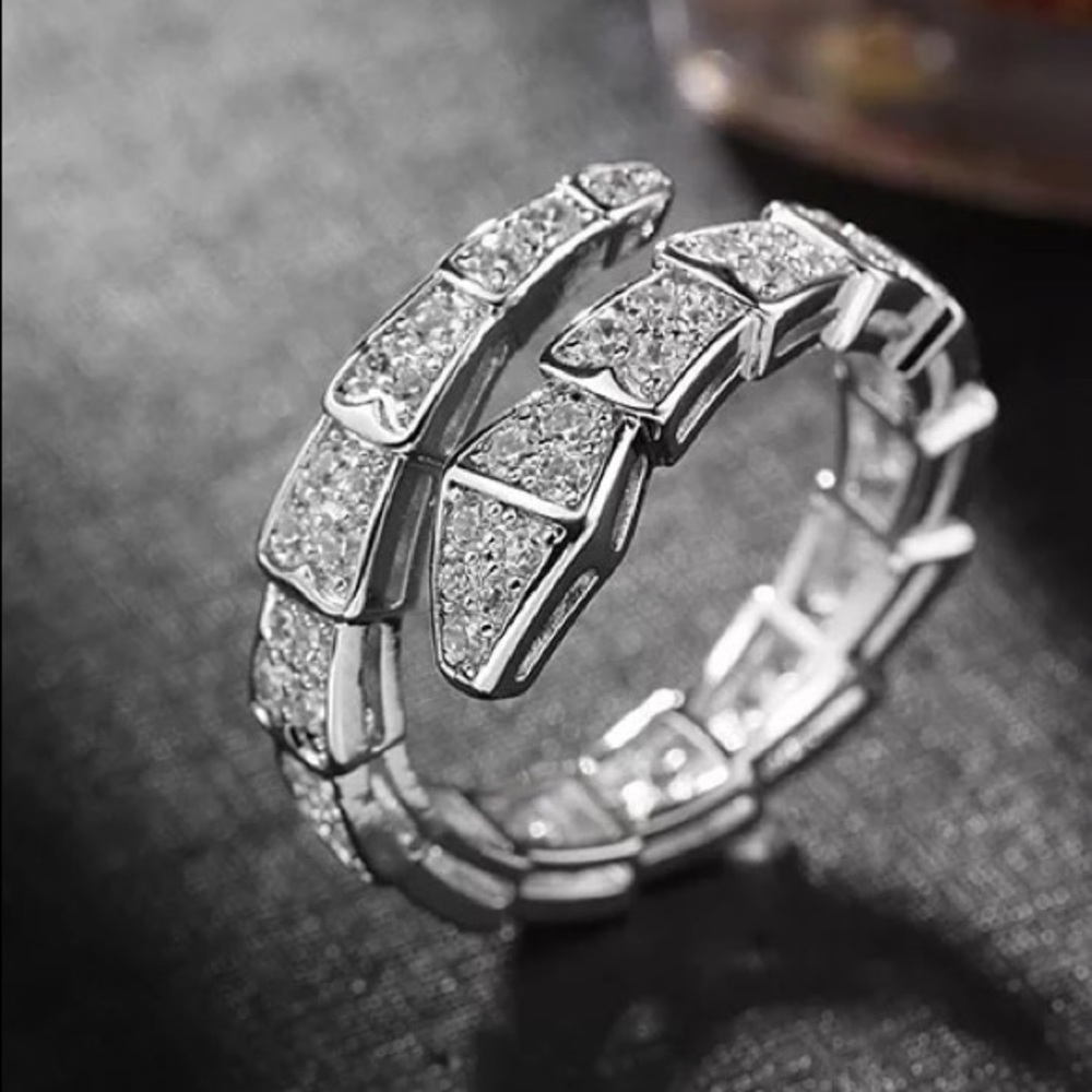 - Today only price 18kt  White rhodium Gold Diamond Snake Ring